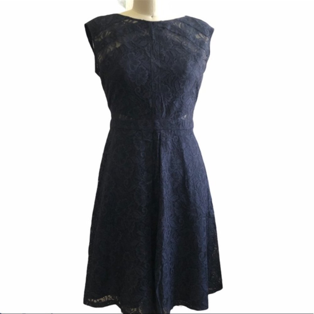 Calvin Klein Navy Lace Midi Dress